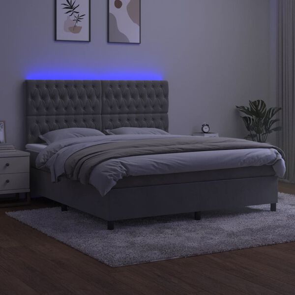 vidaXL &Kappa;&rho;&epsilon;&beta;ά&tau;&iota; Boxspring &mu;&epsilon; &Sigma;&tau;&rho;ώ&mu;&alpha; & LED &Alpha;&nu;.&Gamma;&kappa;&rho;&iota; 160x200 &epsilon;&kappa;. &Beta;&epsilon;&lambda;&omicron;ύ&delta;&iota;&nu;&omicron;