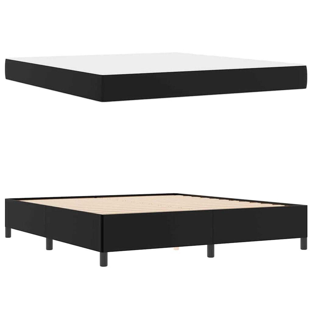 vidaXL Σκελετός κρεβατιού με στρώμα Μαύρο 180 x 200 cm Τεχνητό δέρμα