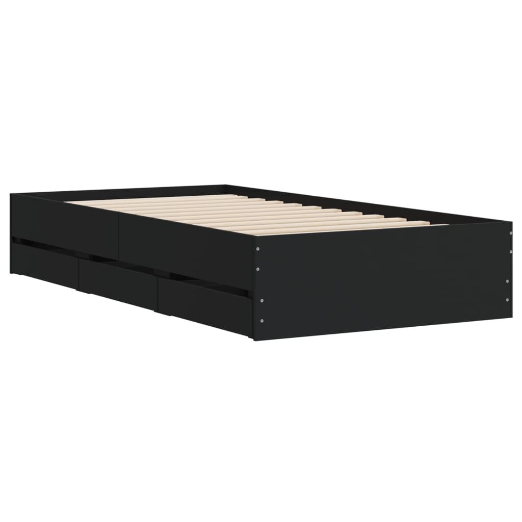 vidaXL Πλαίσιο Κρεβατιού με Συρτάρια Μαύρο 100x200 εκ Επεξεργ. Ξύλο