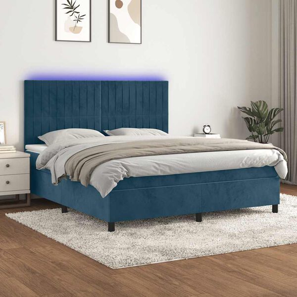 vidaXL &Kappa;&rho;&epsilon;&beta;ά&tau;&iota; Boxspring &mu;&epsilon; &Sigma;&tau;&rho;ώ&mu;&alpha; & LED &Sigma;&kappa;. &Mu;&pi;&lambda;&epsilon; 160x200&epsilon;&kappa;. &Beta;&epsilon;&lambda;&omicron;ύ&delta;&iota;&nu;&omicron;