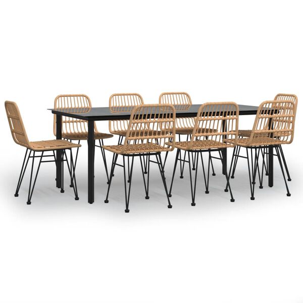 vidaXL Σετ Τραπεζαρίας Κήπου 9 Τεμαχίων από Συνθετικό Ρατάν