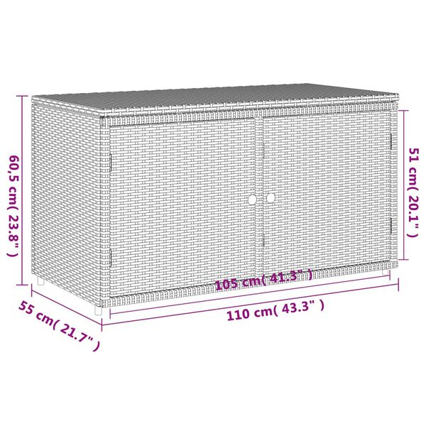 vidaXL Ντουλάπι Αποθήκευσης Κήπου Beige 110x55x60,5εκ. Συνθετικό Ρατάν