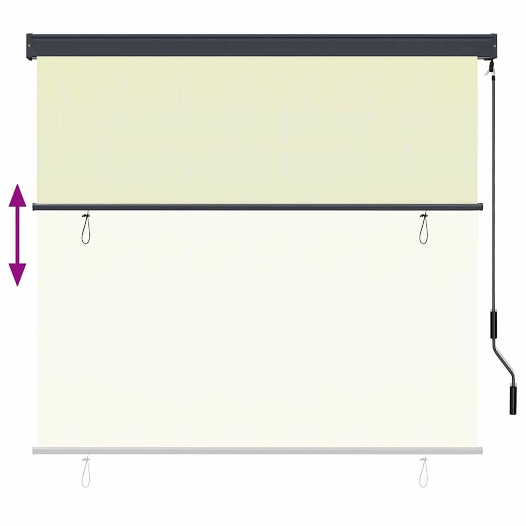 vidaXL Εξωτερικό ρολό Ριγέ Ρυθμιζόμενος Κρεμ 180 x 250 cm ύφασμα