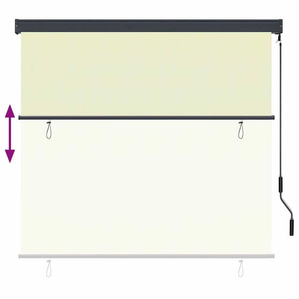 vidaXL Εξωτερικό ρολό Ριγέ Ρυθμιζόμενος Κρεμ 180 x 250 cm ύφασμα