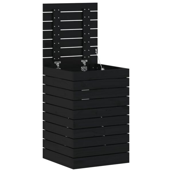vidaXL Καλάθι Ρούχων Μαύρο 44 x 44 x 66 εκ. από Μασίφ Ξύλο Πεύκου