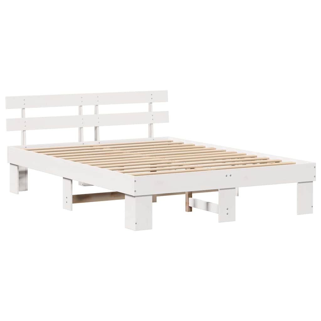 vidaXL Σκελετός Κρεβατιού Λευκό 140 x 200 cm Μασίφ ξύλο πεύκου