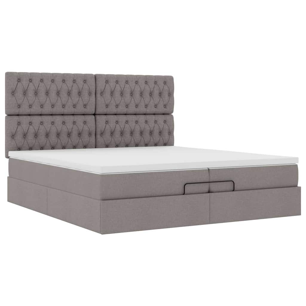 vidaXL Οθωμανικό κρεβάτι με στρώματα & LEDs Taupe 200x200cm ύφασμα