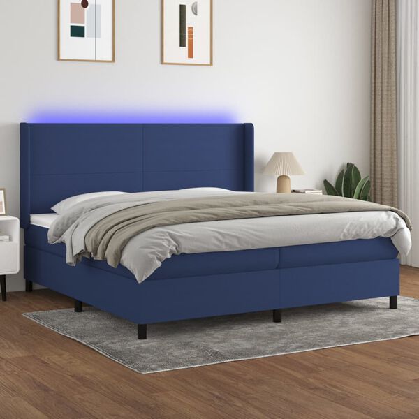 vidaXL &Kappa;&rho;&epsilon;&beta;ά&tau;&iota; Boxspring &mu;&epsilon; &Sigma;&tau;&rho;ώ&mu;&alpha; & LED &Mu;&pi;&lambda;&epsilon; 200x200 &epsilon;&kappa;. &Upsilon;&phi;&alpha;&sigma;&mu;ά&tau;&iota;&nu;&omicron;