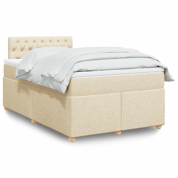 vidaXL Κρεβάτι Boxspring με Στρώμα Κρεμ 120x190 εκ. Υφασμάτινο