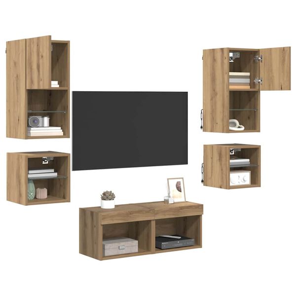 vidaXL &Mu;&omicron;&nu;ά&delta;&epsilon;&sigmaf; &Tau;&omicron;ί&chi;&omicron;&upsilon; &Tau;&eta;&lambda;&epsilon;ό&rho;&alpha;&sigma;&eta;&sigmaf; 8 pcs Artisan Oak &Epsilon;&pi;&epsilon;&xi;&epsilon;&rho;&gamma;&alpha;&sigma;&mu;έ&nu;&omicron; &xi;ύ&lambda;&omicron;