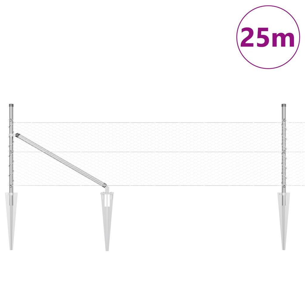 vidaXL Εξάγωνος Φράχτης 0,8x25 μ Γαλβανισμένος Χάλυβας