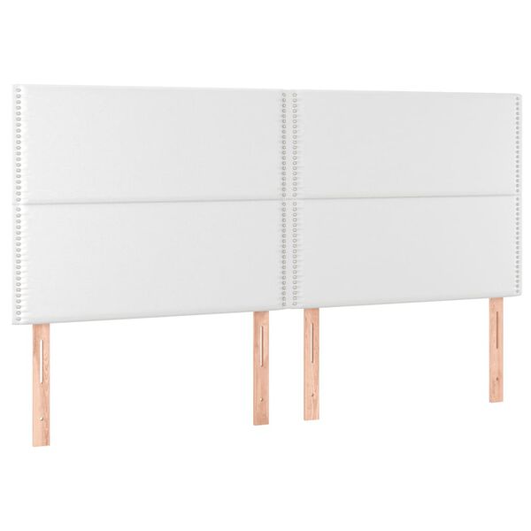 vidaXL Κρεβάτι Boxspring με Στρώμα & LED Λευκό 200x200 εκ. Συνθ. Δέρμα