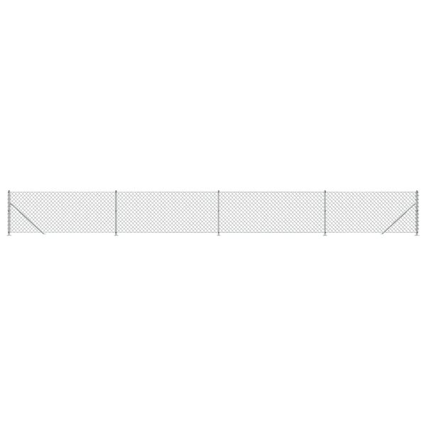 vidaXL Συρματόπλεγμα Περίφραξης Ασημί 0.8 x 10 μ. με Βάσεις Φλάντζα