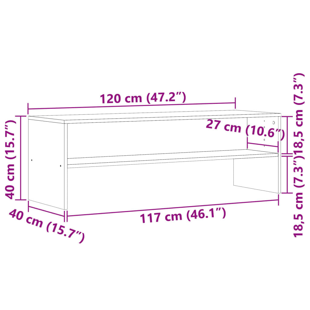 vidaXL Έπιπλο Τηλεόρασης Όψη Παλαιού Ξύλου 120x40x40 εκ. Επεξ. Ξύλο