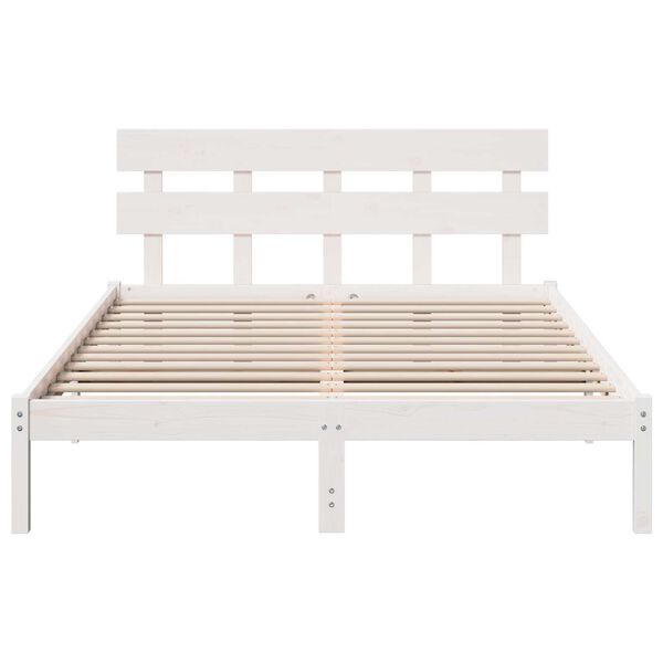 vidaXL Σκελετός Κρεβατιού Λευκό 150 x 200 cm Μασίφ ξύλο πεύκου