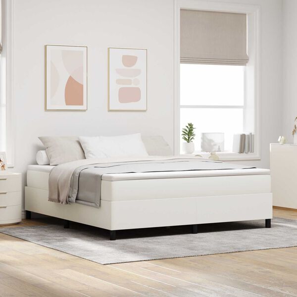 vidaXL Κρεβάτι Box Spring με Στρώμα - Κρέμ, Super King, Υφάσμα Κορντούρα