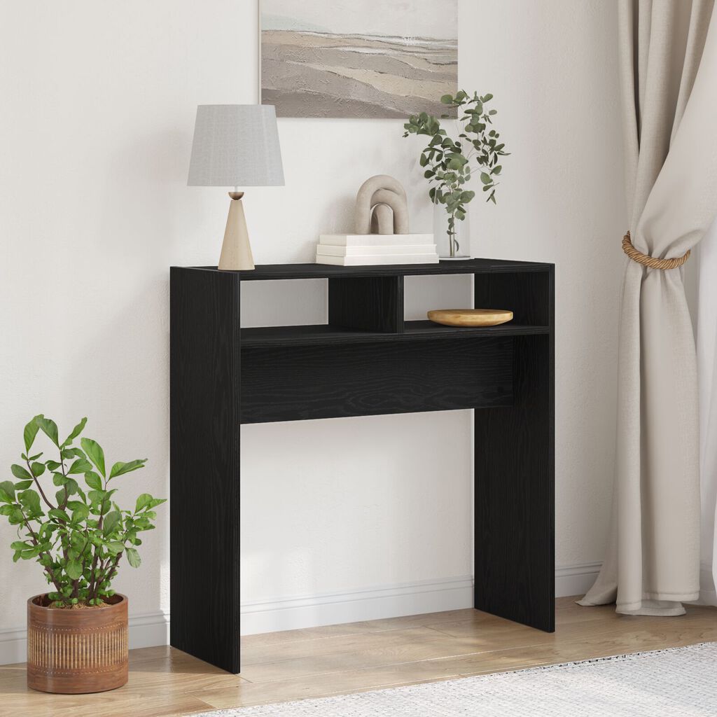 vidaXL Μαύρο Δρυς Τραπέζι Κονσόλας - 78x30x80 εκ. - Φτιαγμένο από Επεξεργασμένο Ξύλο