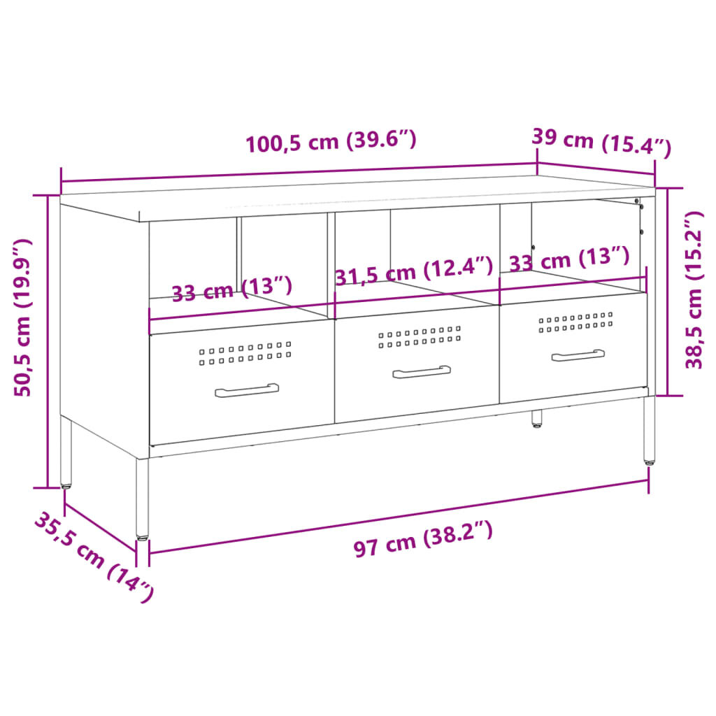 vidaXL Έπιπλο Τηλεόρασης Ανθρακί 100,5x39x50,5 εκ. από Ατσάλι