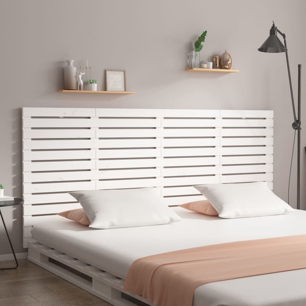 vidaXL Κεφαλάρι Τοίχου Λευκό 156x3x91,5 εκ. από Μασίφ Ξύλο Πεύκου