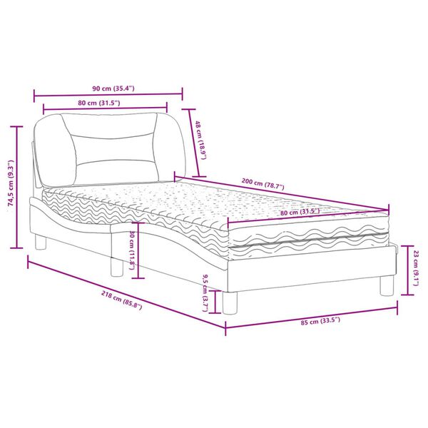 vidaXL Κρεβάτι με Στρώμα Taupe 80x200 εκ. Υφασμάτινο