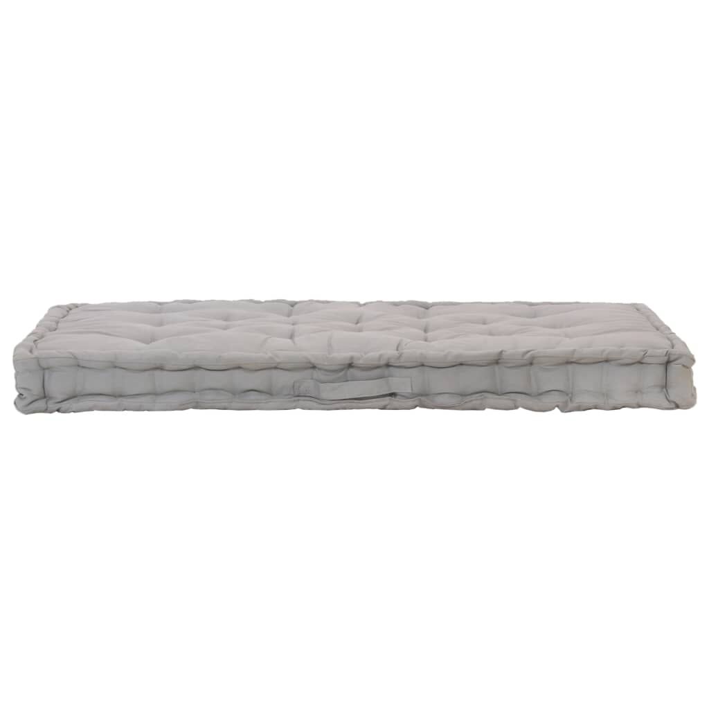 vidaXL Μαξιλάρα Δαπέδου / Παλέτας Γκρι 120 x 80 x 10 εκ. Βαμβακερή