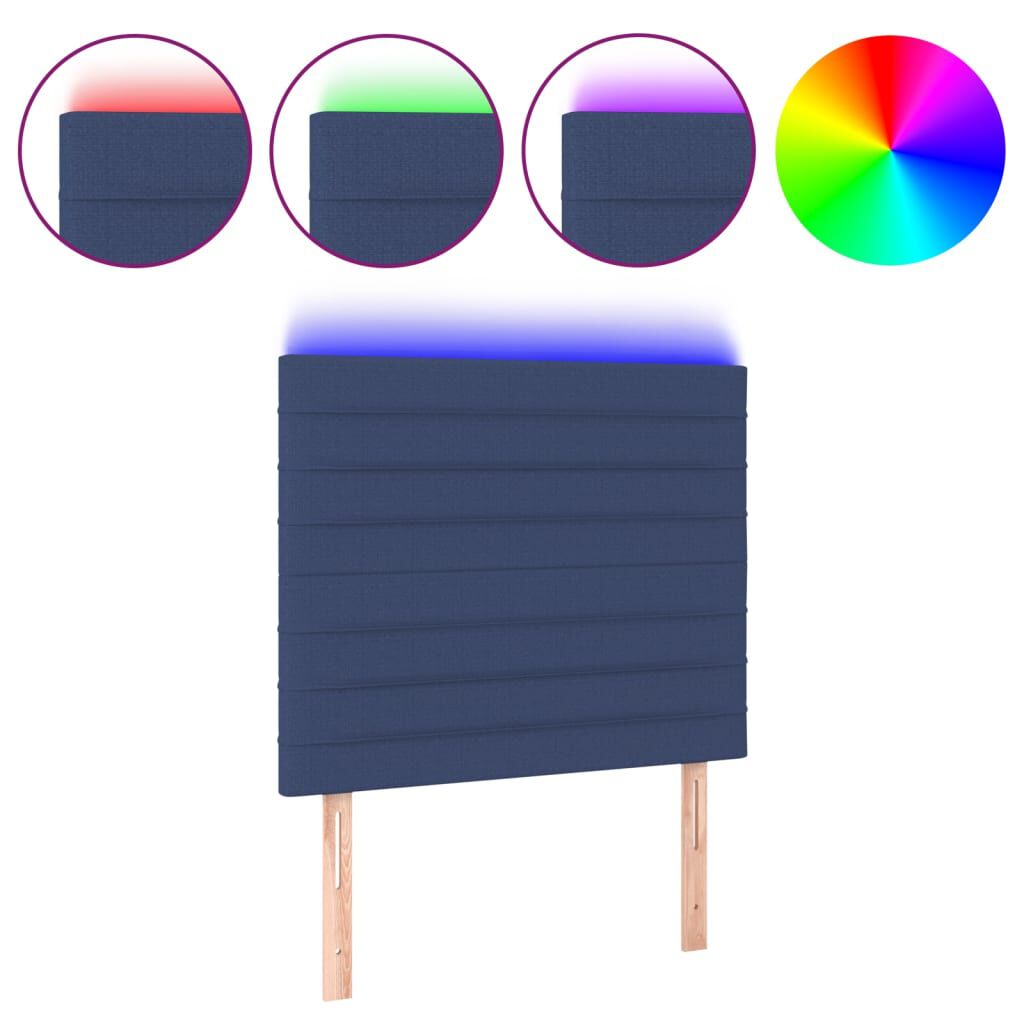 vidaXL Κεφαλάρι Κρεβατιού LED Μπλε 100x5x118/128 εκ. Υφασμάτινο