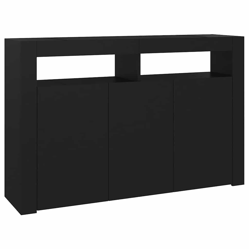 vidaXL Μπουφές με LED Μαύρος 115,5x30x75 εκ.