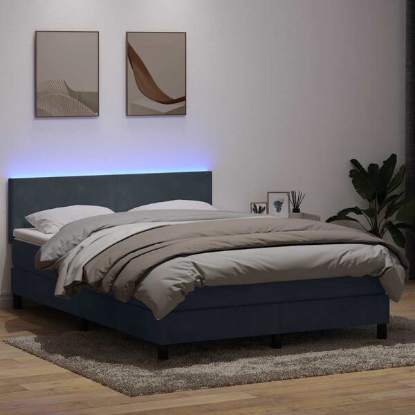 vidaXL &Kappa;&rho;&epsilon;&beta;ά&tau;&iota; Boxspring &mu;&epsilon; &Sigma;&tau;&rho;ώ&mu;&alpha; & LED &Sigma;&kappa;&omicron;ύ&rho;&omicron; &gamma;&kappa;&rho;&iota; 160x220 cm &Beta;&epsilon;&lambda;&omicron;ύ&delta;&iota;&nu;&omicron;
