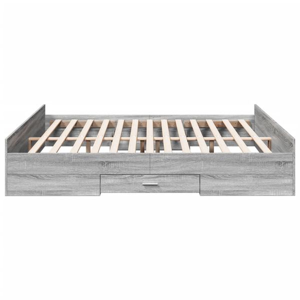 vidaXL Πλαίσιο Κρεβατιού με συρτάρια Γκρι sonoma 180x200εκ. Επεξ. Ξύλο