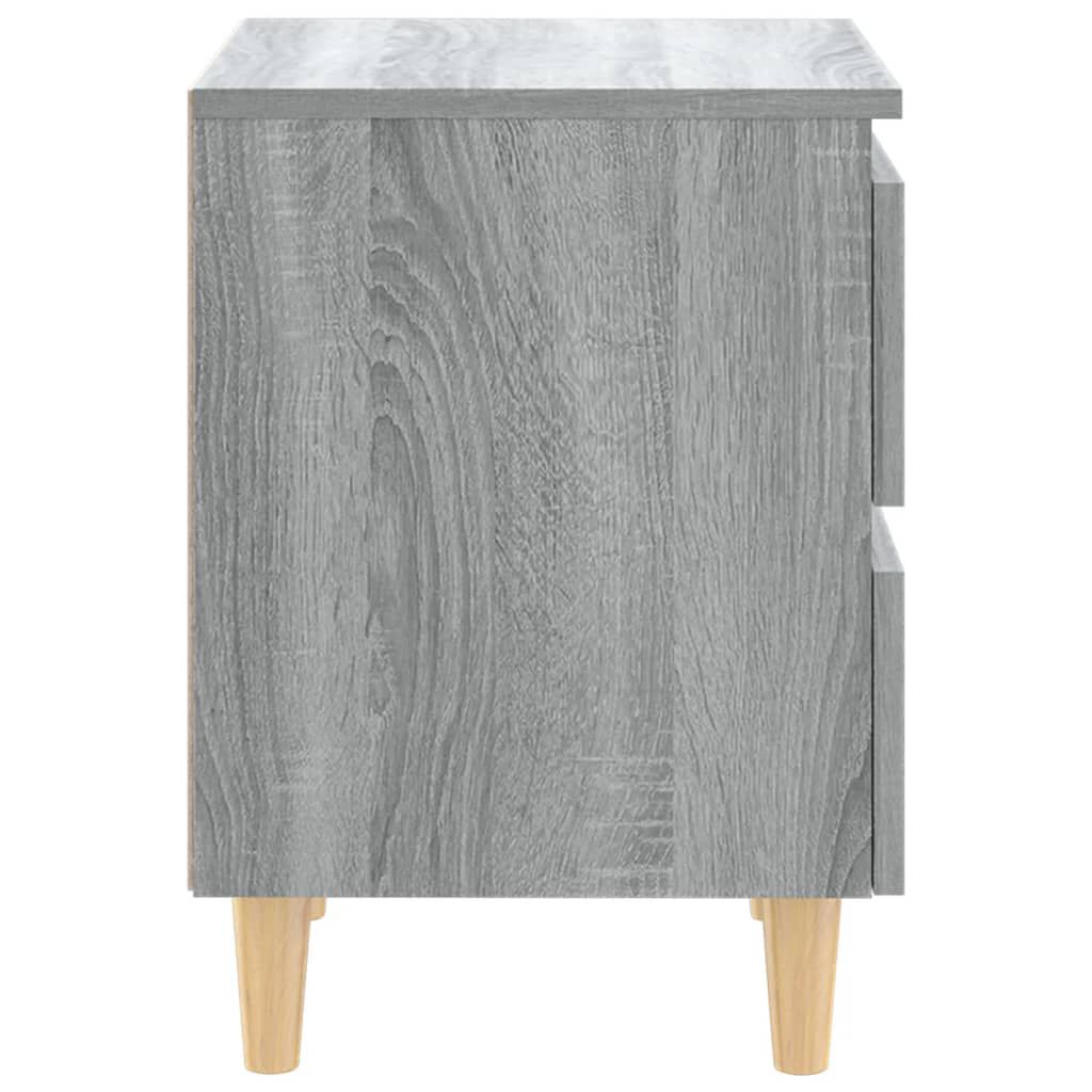 vidaXL Κομοδίνο Γκρι Sonoma 40 x 35 x 50 εκ. με Μασίφ Ξύλινα Πόδια