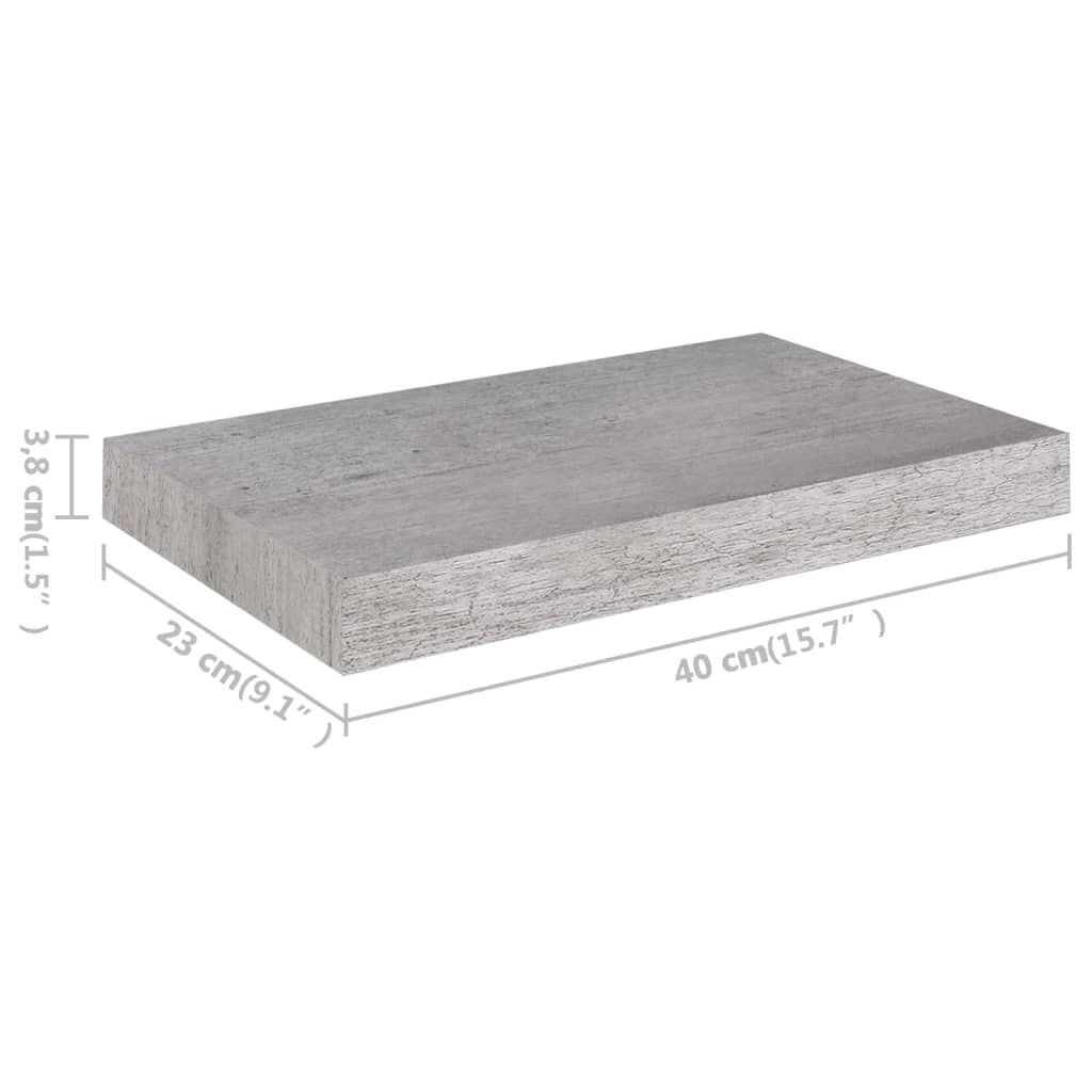 vidaXL Ράφια Τοίχου 4 τεμ. Γκρι Σκυροδέματος 40 x 23 x 3,8 εκ. MDF