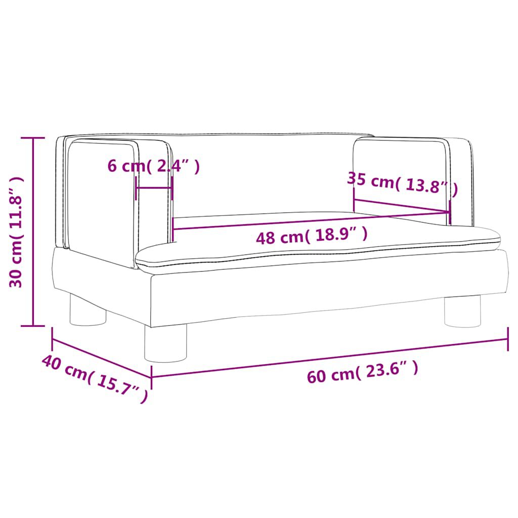 vidaXL Καναπές Παιδικός Ροζ 60 x 40 x 30 εκ. από Βελούδο