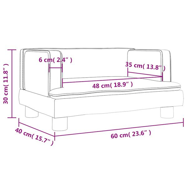 vidaXL Καναπές Παιδικός Ροζ 60 x 40 x 30 εκ. από Βελούδο