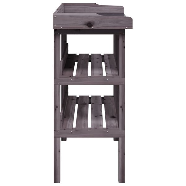 vidaXL Τραπέζι Φυτών με Ράφια Γκρι 78x38x82,5εκ. από Μασίφ Ξύλο Ελάτης