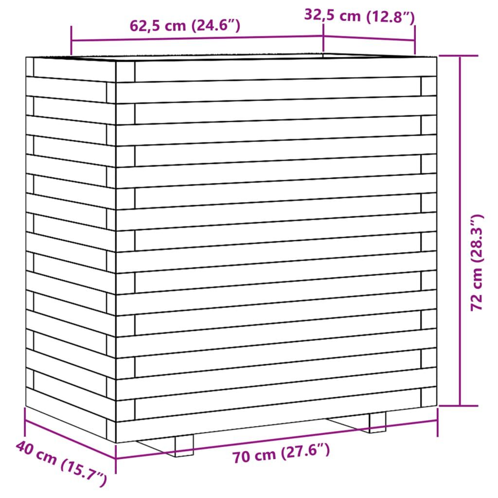 vidaXL Ζαρντινιέρα 70x40x72 εκ. από Μασίφ Ξύλο Πεύκου