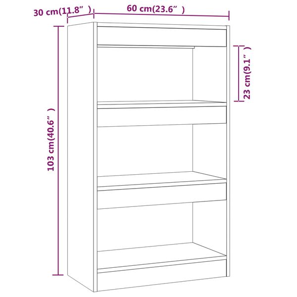 vidaXL Βιβλιοθήκη/Διαχωρισ. Χώρου Sonoma Δρυς 60x24x186εκ. Επεξ. Ξύλο