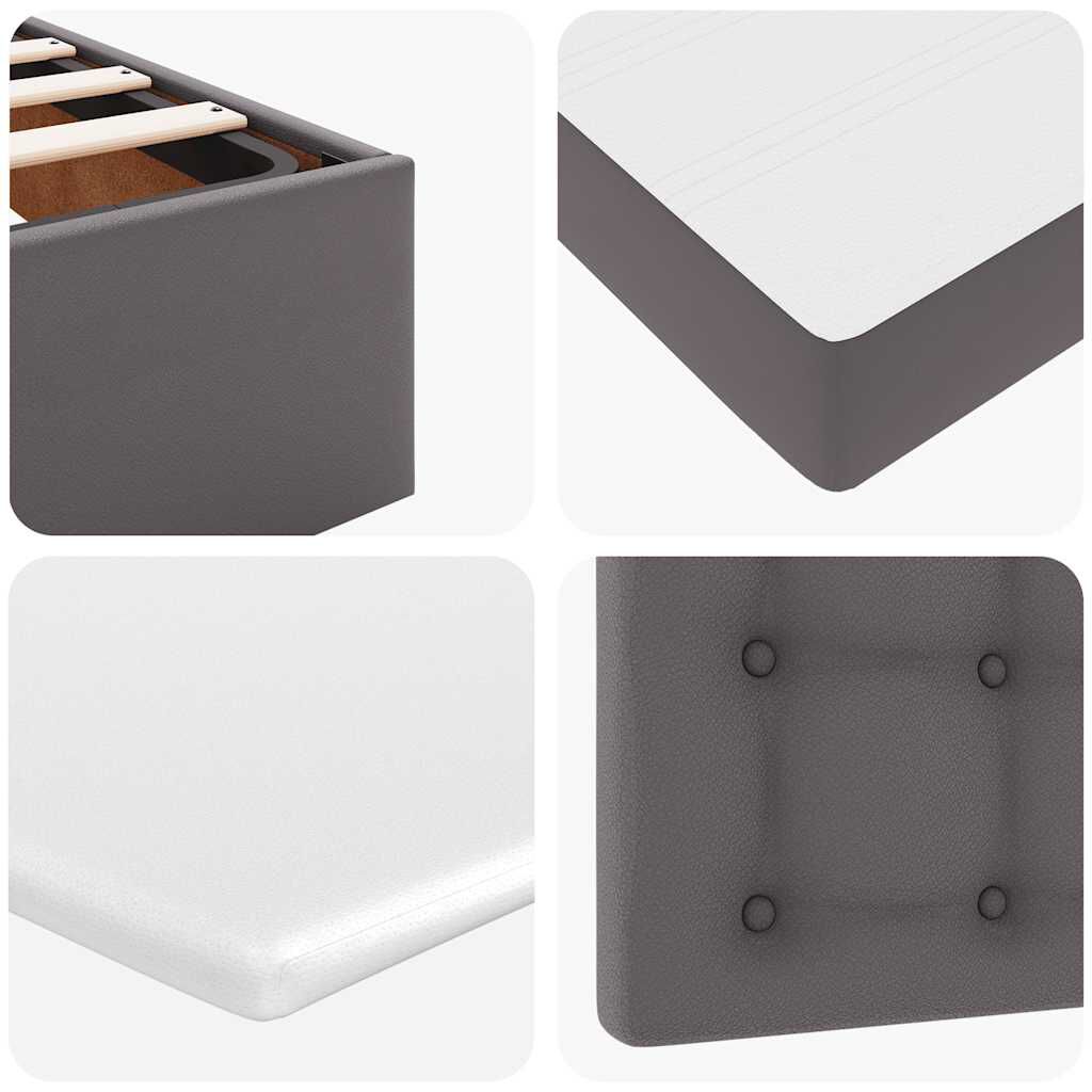 vidaXL Οθωμανικό κρεβάτι με στρώματα & LEDs Γκρι Faux Leather