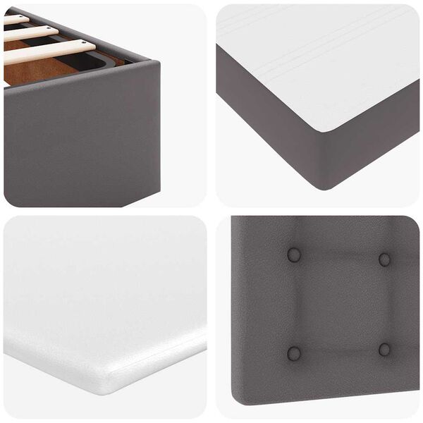 vidaXL Οθωμανικό κρεβάτι με στρώματα & LEDs Γκρι Faux Leather