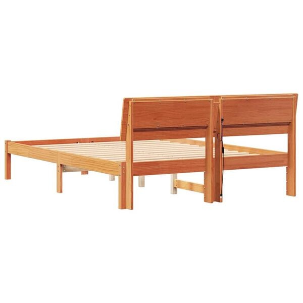 vidaXL Σκελετός Κρεβατιού Καφέ κεριού 140 x 190 cm Μασίφ ξύλο πεύκου