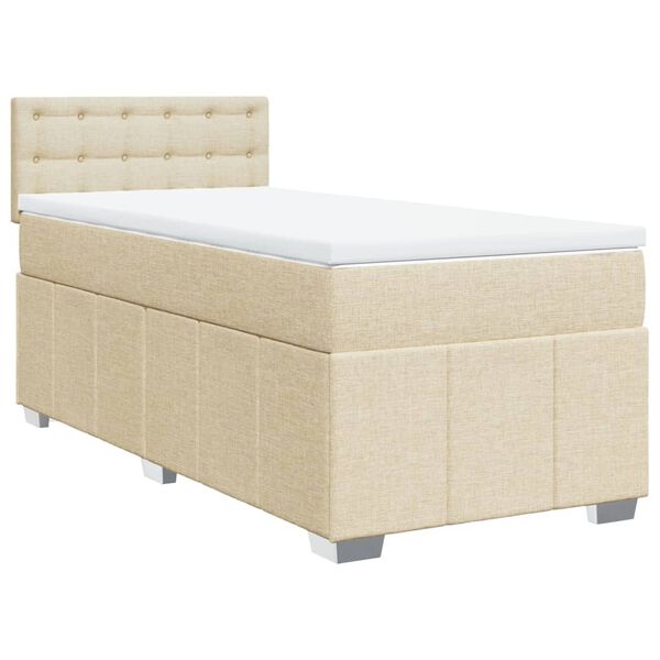 vidaXL Κρεβάτι Boxspring με Στρώμα Κρεμ 80 x 200 εκ. Υφασμάτινο