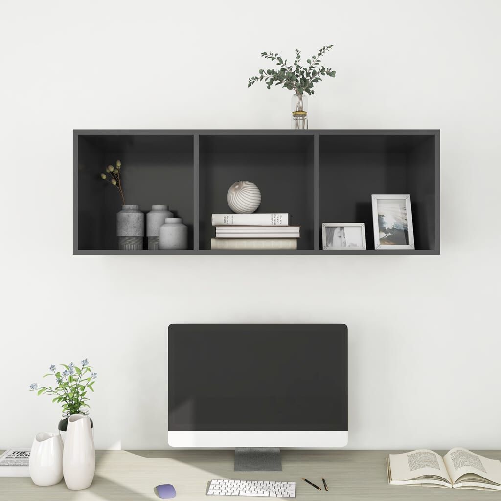 vidaXL Έπιπλο Τηλεόρασης Κρεμαστό Γκρι 37x37x107 εκ. από Επεξ. Ξύλο