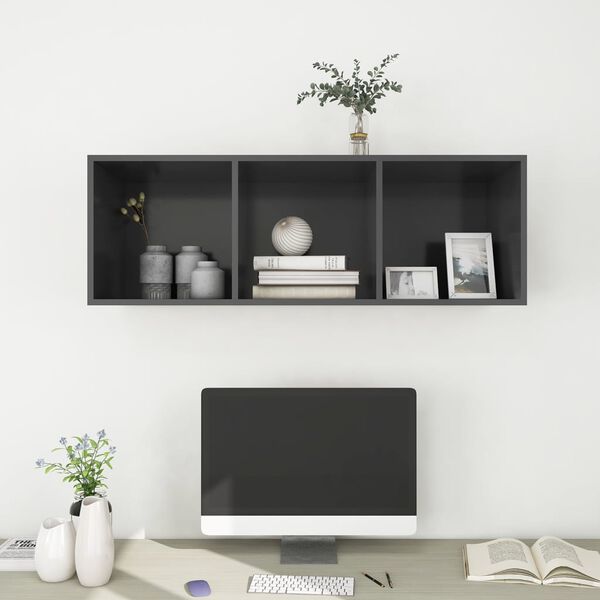 vidaXL Έπιπλο Τηλεόρασης Κρεμαστό Γκρι 37x37x107 εκ. από Επεξ. Ξύλο