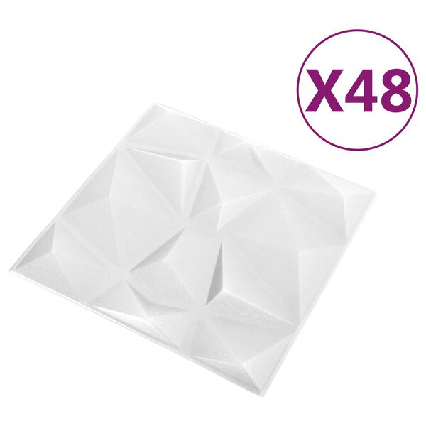 vidaXL &Pi;ά&nu;&epsilon;&lambda; &tau;&omicron;ί&chi;&omicron;&upsilon; 48 pcs &Delta;&iota;&alpha;&mu;ά&nu;&tau;&iota; Ά&sigma;&pi;&rho;&omicron; 50 x 50 cm &Phi;&epsilon;&lambda;&iota;&zeta;ό&lambda; XPS