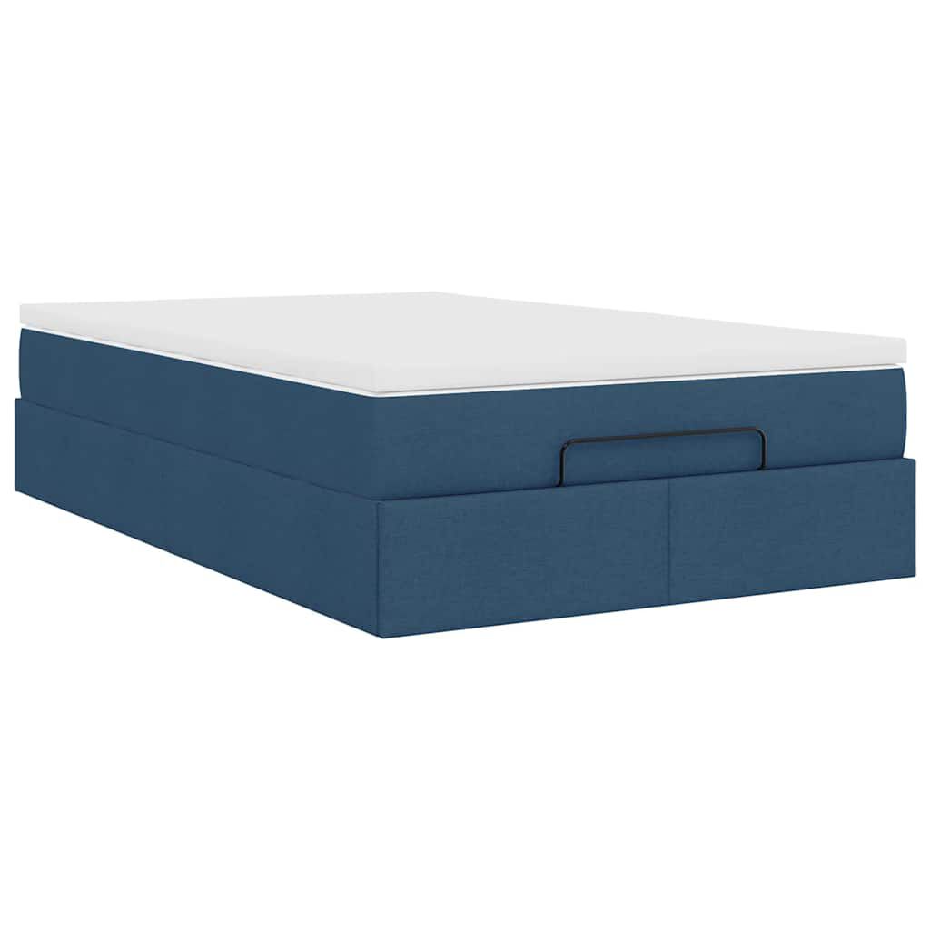 vidaXL Οθωμανικό κρεβάτι με στρώμα μπλε 120x190 cm ύφασμα