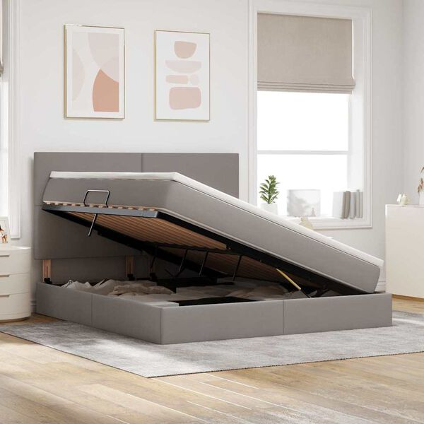 vidaXL &Kappa;&rho;&epsilon;&beta;ά&tau;&iota; &mu;&epsilon; &alpha;&pi;&omicron;&theta;&eta;&kappa;&epsilon;&upsilon;&tau;&iota;&kappa;ό &chi;ώ&rho;&omicron; &kappa;&alpha;&iota; &sigma;&tau;&rho;ώ&mu;&alpha; Taupe 180 x 200 cm