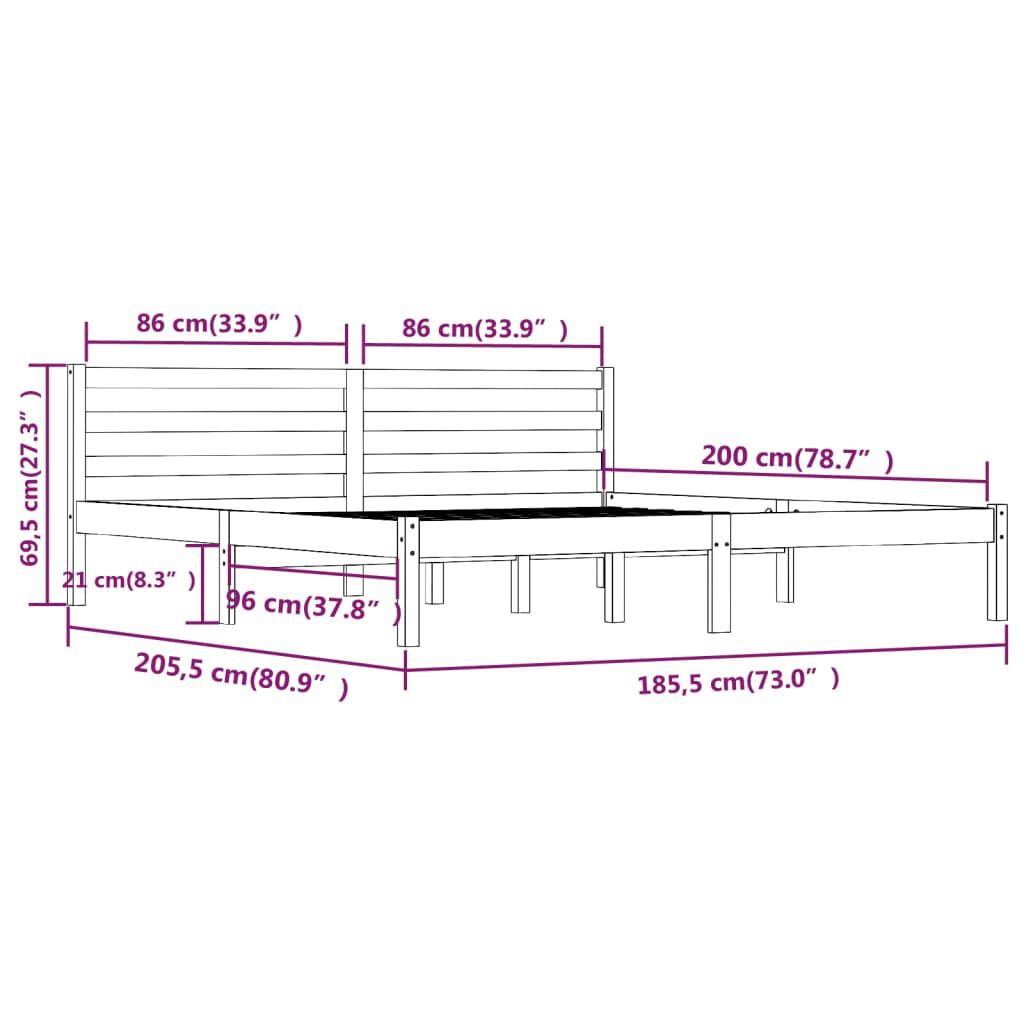 vidaXL Πλαίσιο Κρεβατιού Λευκό 180x200εκ. Μασίφ Ξύλο Πεύκου Super King