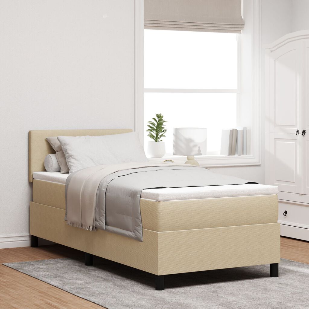 vidaXL Κρεβάτι Box Spring με Στρώμα Ανοιχτό Πράσινο Γκρι 90x200 εκ. Βελούδινο Ύφασμα