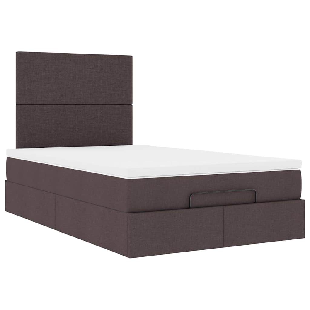 vidaXL Ottoman Κρεβάτι με Στρώμα Σκούρο Καφέ 120x200cm Ύφασμα