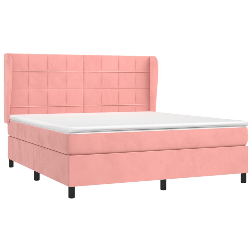 vidaXL Κρεβάτι Boxspring με Στρώμα Ροζ 180x200 εκ. Βελούδινο