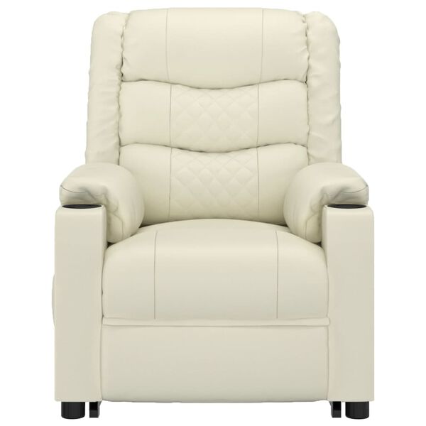 vidaXL Πολυθρόνα Μασάζ με Ανύψωση Κρεμ Συνθετικό Δέρμα